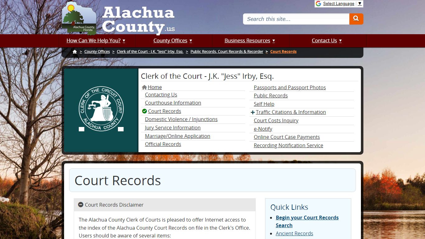 Court Records - Alachua County, Florida